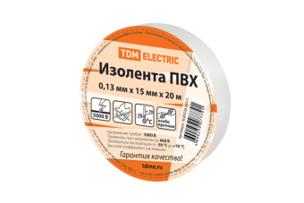 1Изделия для монтажа и опрессовки кабеля изолента пвх 0,13*15мм белая 20м | sq0526-0011 | tdm выгодная цена