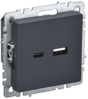 1Розетки, выключатели, звонки электрические brite розетка usb a+c 18вт рю11-1-брг графит | br-u22-018-k53 | iek выгодная цена