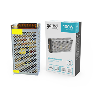 1Ленты светодиодные блок питания basic 12v 100w ip20 1/50 | bt505 | gauss выгодная цена