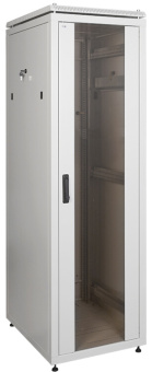 1Шкафы и стойки телекоммуникационные 19 шкаф сетевой 19" linea n 18u 600х600 мм стеклянная передняя дверь серый | ln35-18u66-g | itk выгодная цена