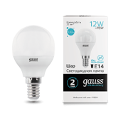 Лампы (источники света) лампа светодиодная led elementary шар 12w 920lm e14 4100k | 53122 | gauss выгодная цена