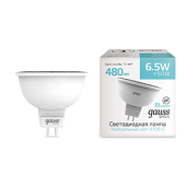 Лампы (источники света) лампа светодиодная basic mr16 6,5w 480lm 4100k gu5.3 led 1/10/100 | 1013527 | gauss выгодная цена