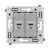 Розетки, выключатели, звонки электрические компьютерная розетка rj-45 без шторки в стену, кат.5e двойная экранированная, "avanti", "закаленная сталь" | 4404764 | dkc выгодная цена