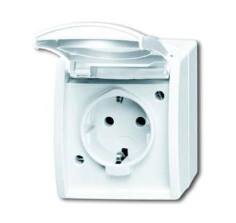 1Розетки, выключатели, звонки электрические розетка schuko 16а 250в ip44 для открытого монтажа, с полем для надписи, серия ocean, цвет альпийский белый | 2083-0-0831 | 2cka002083a0831 | abb выгодная цена