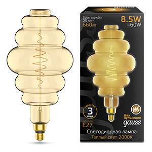 1Лампы (источники света) лампа светодиодная led filament honeycomb e27 8.5w amber 660lm 2000k 1/2 | 161802105 | gauss выгодная цена