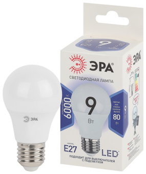 1Лампы (источники света) лампа светодиодная стандарт led a60-9w-860-e27 (диод, груша, 9вт, хол, e27) | б0032248 | эра выгодная цена