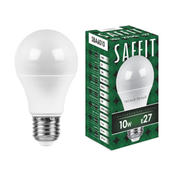 1Лампы (источники света) лампа светодиодная sba6010 10w 2700k 230v e27 a60 | 55004 | saffit выгодная цена