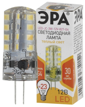 1Лампы (источники света) лампа светодиодная led jc-3w-12v-827-g4 (диод, капсула, 3вт, тепл, g4) | б0033193 | эра выгодная цена