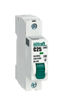 1Модульное оборудование (выключатели, УЗО, АВДТ,  УЗДП) выключатель автоматический однополюсной ва-103 1р 25а характеристика c 6ка | 12275dek | dekraft выгодная цена