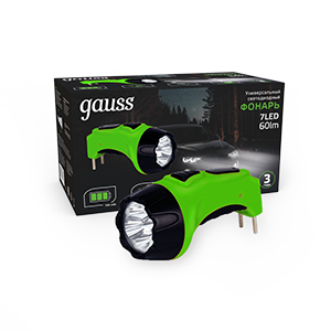 1Фонари фонарь ручной gfl105 7led 60lm lead acid 700mah led 1/12/72 | gf105 | gauss выгодная цена