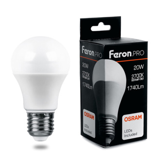 1Лампы (источники света) лампа светодиодная .pro lb-1020 шар e27 20w 2700k osram led | 38041 | feron выгодная цена