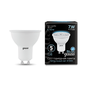 1Лампы (источники света) лампа светодиодная led 7вт gu10 220в 4100к mr16 | 101506207 | gauss выгодная цена
