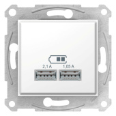 Розетки, выключатели, звонки электрические sedna, usb мех-м 2,1а (2x1,05а), белый | sdn2710221 | schneider electric выгодная цена