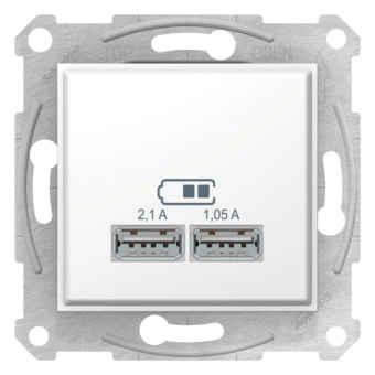 1Розетки, выключатели, звонки электрические sedna, usb мех-м 2,1а (2x1,05а), белый | sdn2710221 | schneider electric выгодная цена