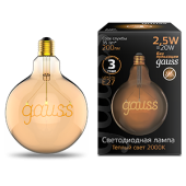 Лампы (источники света) лампа светодиодная led filament g125 e27 2,5w golden 200lm 2000k 1/20 | 175802003 | gauss выгодная цена