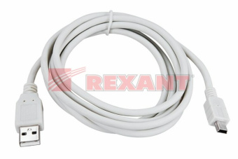 1КОМПЬЮТЕРНЫЕ АКСЕССУАРЫ кабель mini usb (male) штекер - usb-a (male) штекер, длина 1,8 метра, белый (pe пакет) | 18-1134 | rexant выгодная цена