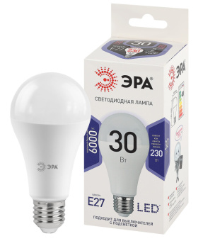 1Лампы (источники света) лампа светодиодная led a65-30w-860-e27 (диод, груша, 30вт, холодный, e27) (10/100/1200) | б0048017 | эра выгодная цена