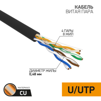 1Кабель витая пара (UTP, FTP) кабель utp 4pr 24awg cat5e 305м outdoor proconnect | 01-0054 | proconnect выгодная цена