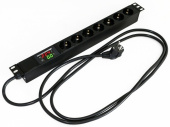 Шкафы и стойки телекоммуникационные 19 she19-7sh-av-2.5eu блок розеток для 19" шкафов, горизонтальный, 7 розеток schuko, амперметр/вольтметр, 482.6x44.4x44.4мм | 412282 | hyperline выгодная цена