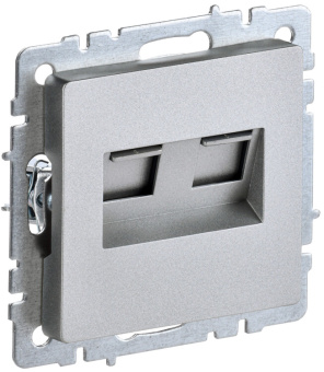 1Розетки, выключатели, звонки электрические brite роз. комп. 2-ая rj45 кат.5e рк10-2-бра алюминий | br-k20-1-k47 | iek выгодная цена