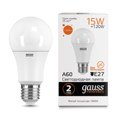Лампы (источники света) лампа светодиодная led 15вт e27 220в 3000к elementary a60 | 23215 | gauss выгодная цена