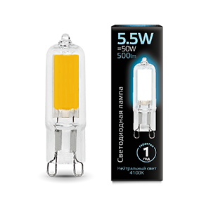 1Лампы (источники света) лампа светодиодная black led g9 ac220-240v 5.5w 500lm 4100k glass | 107809205 | gauss выгодная цена