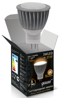 1Лампы (источники света) лампа светодиодная led 3вт gu4 220в 2100к mr11 d35х45мм | 132517103 | gauss выгодная цена