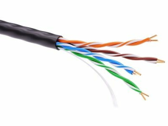1Кабель витая пара (UTP, FTP) информационный кабель неэкранированый u/utp 4х2 cat5e, pe, черный | rn5euupe3bk | dkc выгодная цена
