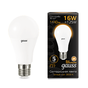 1Лампы (источники света) лампа светодиодная black led a60 16w e27 1420m 3000k | 102502116 | gauss выгодная цена