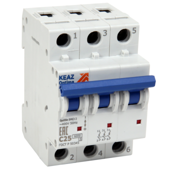 1Модульное оборудование (выключатели, УЗО, АВДТ,  УЗДП) выключатель автоматический трехполюсной optidin bm63-3d5-ухл3 (новый) | 260817 | кэаз выгодная цена