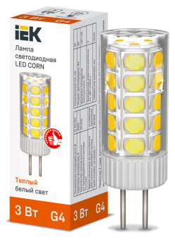 1Лампы (источники света) лампа светодиодная corn капсула 3вт 12в 3000к керамика g4 | lle-corn-3-012-30-g4 | iek выгодная цена