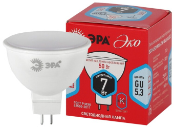 1Лампы (источники света) лампа светодиодная red line eco led mr16-7w-840-gu5.3 7вт софит нейтральный белый свет | б0040875 | эра выгодная цена