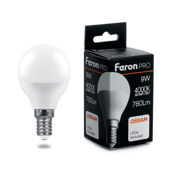 1Лампы (источники света) лампа светодиодная .pro lb-1409 шарик e14 9w 4000k osram led | 38078 | feron выгодная цена