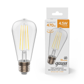 Лампы (источники света) лампа светодиодная basic filament st64 4,5w 470lm 2700к е27 led 1/10/40 | 1121215 | gauss выгодная цена