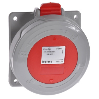 1Разъемы промышленные встраиваемая розетка - p17 tempra pro - ip 66/67 - 380/415 в~ - 16 a - 3к+з | 555388 | legrand выгодная цена