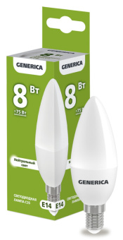 1Лампы (источники света) лампа светодиодная c35 свеча 8вт 230в 4000к e14 generica | ll-c35-08-230-40-e14-g | iek выгодная цена
