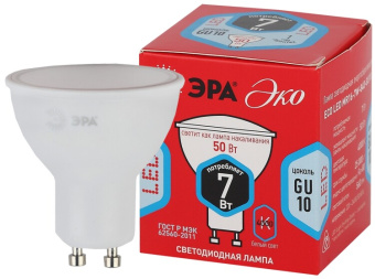1Лампы (источники света) лампа светодиодная red line eco led mr16-7w-840-gu10 7вт софит нейтральный белый свет | б0040876 | эра выгодная цена
