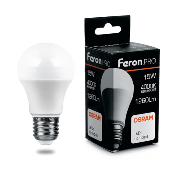 1Лампы (источники света) лампа светодиодная .pro lb-1015 шар e27 15w 4000k osram led | 38036 | feron выгодная цена