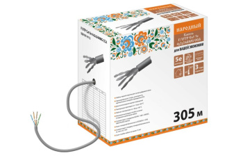 1Кабель витая пара (UTP, FTP) кабель витая пара народный f/utp cat 5e 4х2х24awg cca (305м) пвх, серый | sq0107-0112 | tdm выгодная цена