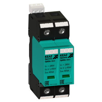 1Модульное оборудование (выключатели, УЗО, АВДТ,  УЗДП) ограничитель импульсных перенапряжений (узип) optidin om-ii-2-280/40/r | 114299 | кэаз выгодная цена