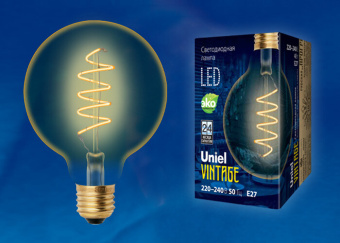 1Лампы (источники света) лампа светодиодная led-g95-4w/golden/e27/cw glv21go led vintage. «шар», золотистая колба. cпиральная нить | ul-00001818 | uniel выгодная цена