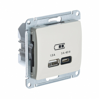 1Розетки, выключатели, звонки электрические glossa молочный usb розетка a + тип-c 45w высокоскор.заряд. qc pd | gsl000929 | se выгодная цена