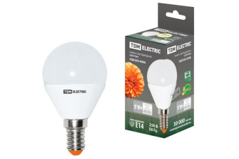 1Лампы (источники света) лампа светодиодная led 5вт e14 220в 3000к fg45 шар | sq0340-0008 | tdm выгодная цена