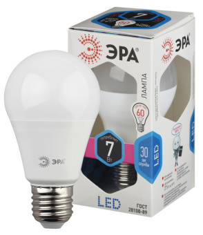 1Лампы (источники света) лампа светодиодная стандарт led a55-7w-840-e27 (диод, груша, 7вт, нейтр, e27) | б0017201 | эра выгодная цена
