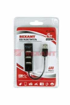 1КОМПЬЮТЕРНЫЕ АКСЕССУАРЫ разветвитель usb на 4 порта черный | 18-4103 | rexant выгодная цена