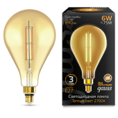 Лампы (источники света) лампа светодиодная led vintage filament straight ps160 6w e27 160*290mm amber 890lm 2700k 1/6 | 179802118 | gauss выгодная цена