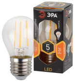 Лампы (источники света) лампа светодиодная f-led p45-5w-827-e27 (филамент, шар, 5вт, тепл, e27) (25/50/3750) | б0019008 | эра выгодная цена