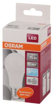 1Лампы (источники света) лампа светодиодная led star classic a 8, 5w, холодный дневной свет, матовая колба, е27 ledscla75 8, 5w/840 230vfr e2710x1ru | 4058075086647 | osram выгодная цена