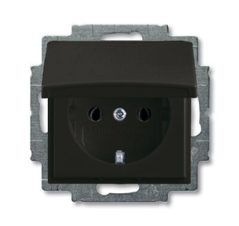 1Розетки, выключатели, звонки электрические abb basic 55 шато (чёрный) розетка с/з с крышкой | 2018-0-1499 | 2cka002018a1499 | abb выгодная цена