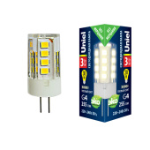 Лампы (источники света) лампа светодиодная led-jc-220/3w/3000k/g4/cl glz09tr led, прозр 3000к | ul-00006742 | uniel выгодная цена